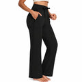 Pantaloni da donna taglia M in tessuto elasticizzato nero - vita alta con tasche