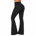 Pantaloni a zampa donna M neri in tessuto elasticizzato a vita alta