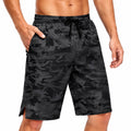 Pantaloncini uomo taglia L neri grigio camouflage con coulisse e tasche stile casual