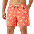 Costume da bagno uomo taglia L in tessuto sintetico rosa con stampa banane e coulisse