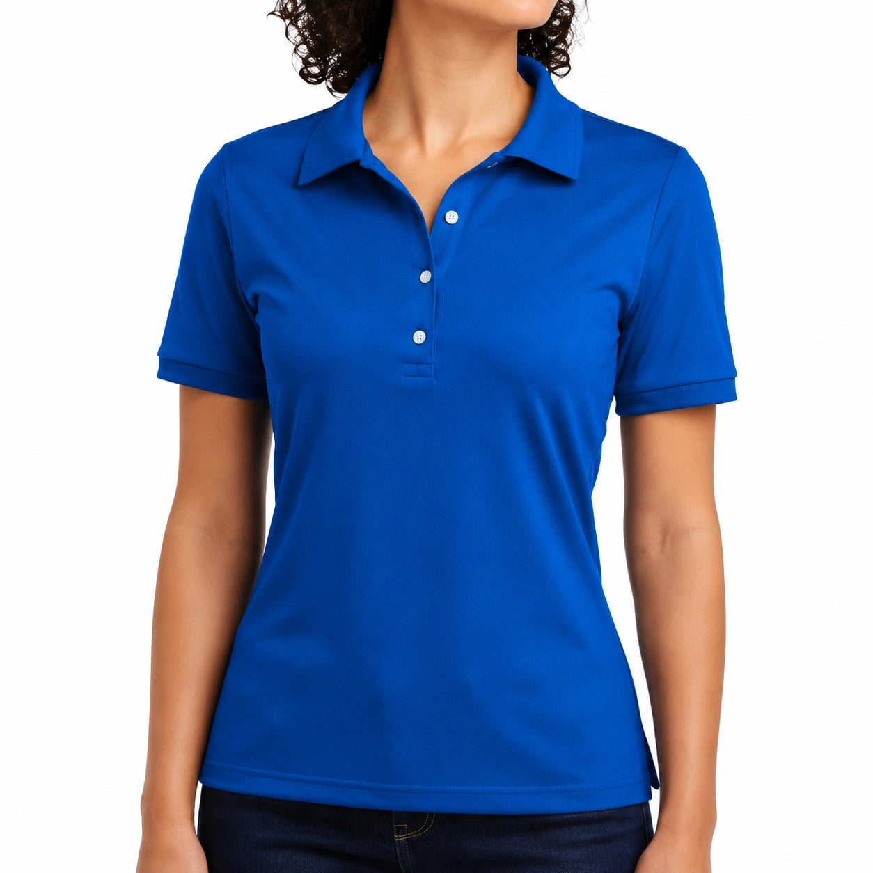 Polo donna taglia S in tessuto blu a maniche corte stile casual
