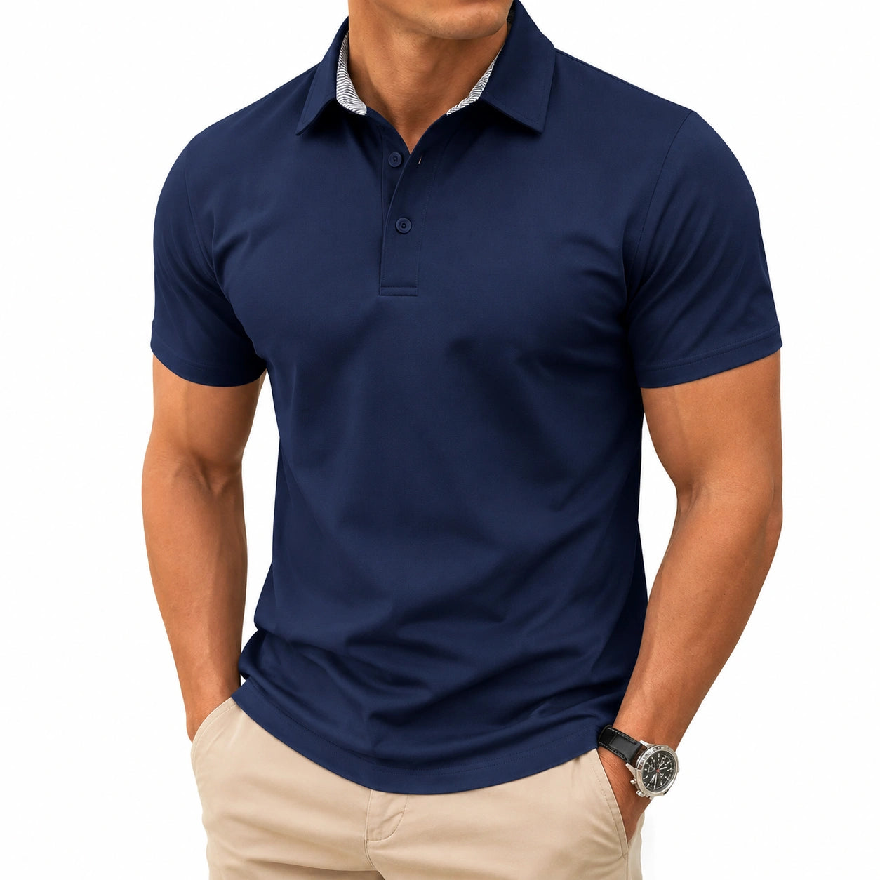 Polo uomo taglia M in tessuto blu navy - maniche corte stile casual
