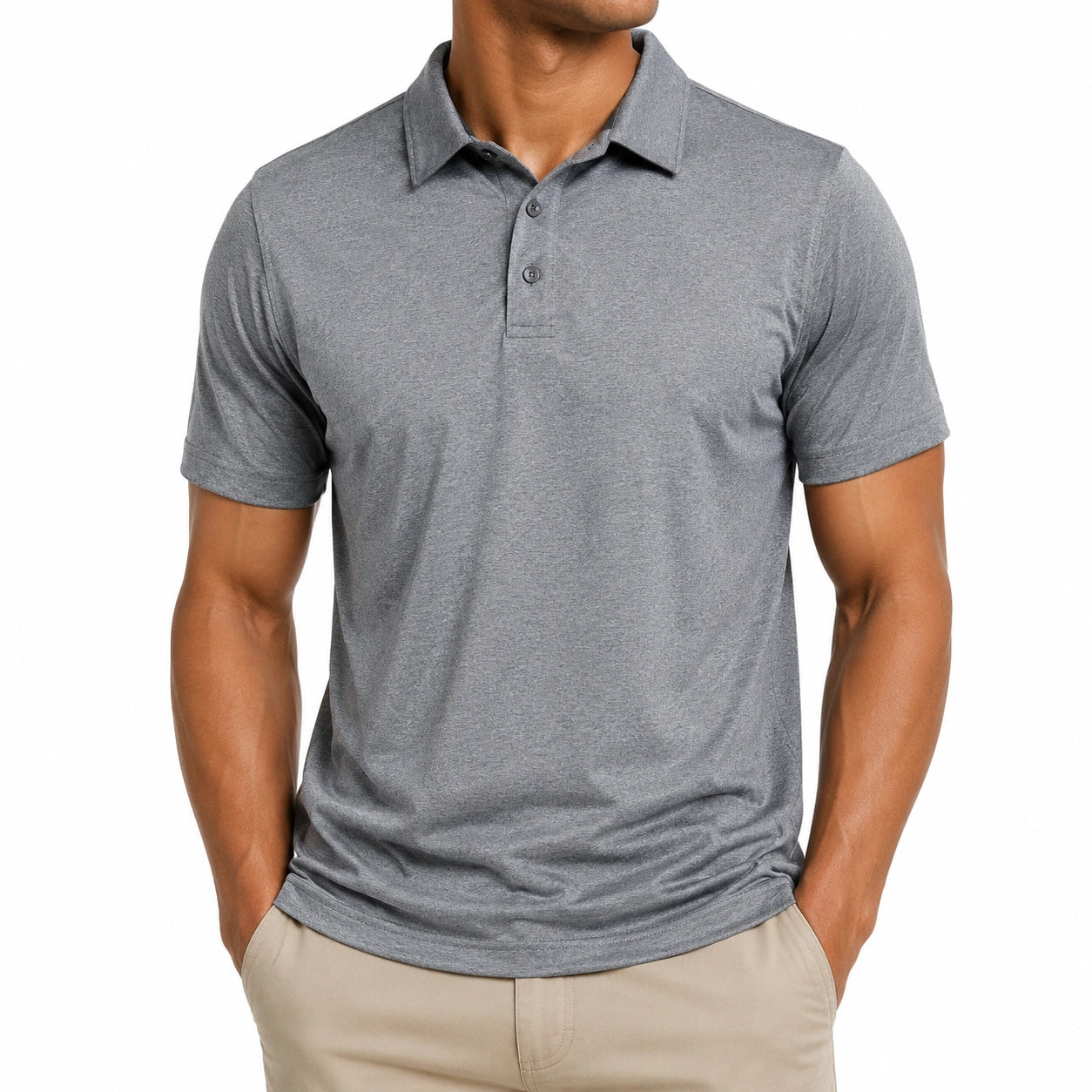Polo uomo taglia M in tessuto grigio a manica corta stile casual