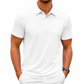 Polo uomo taglia L bianco in tessuto a maglia con colletto classico