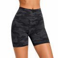Short leggings donna M a vita alta elasticizzati mimetico nero per allenamento
