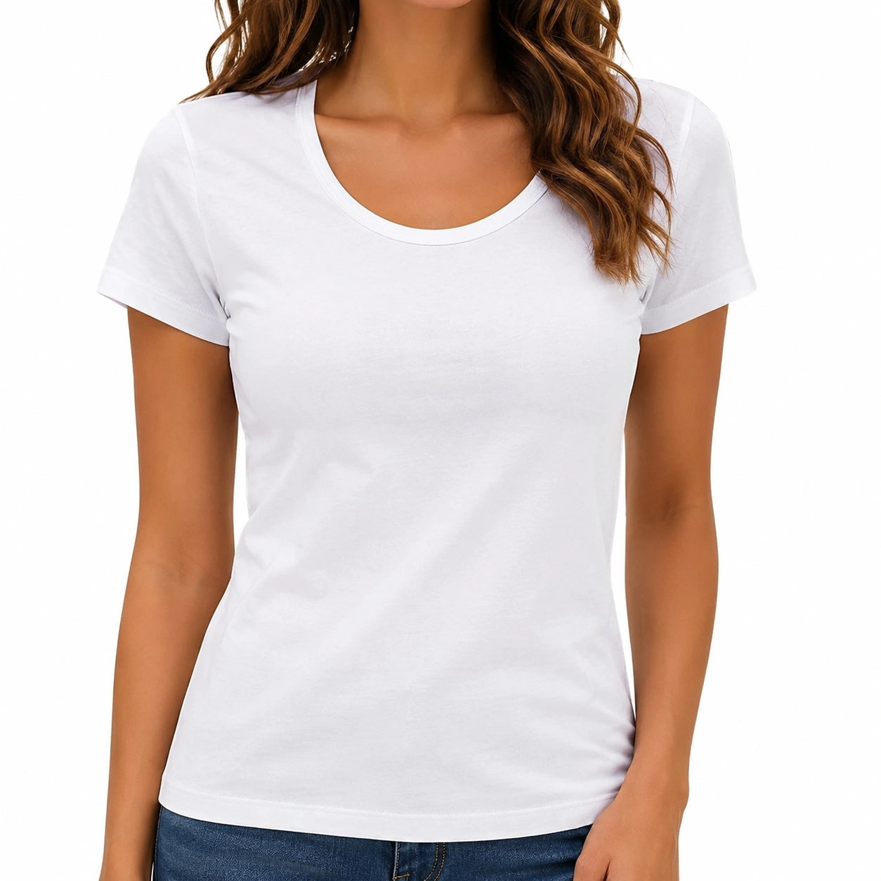 T-shirt donna taglia M in cotone bianco - girocollo a maniche corte