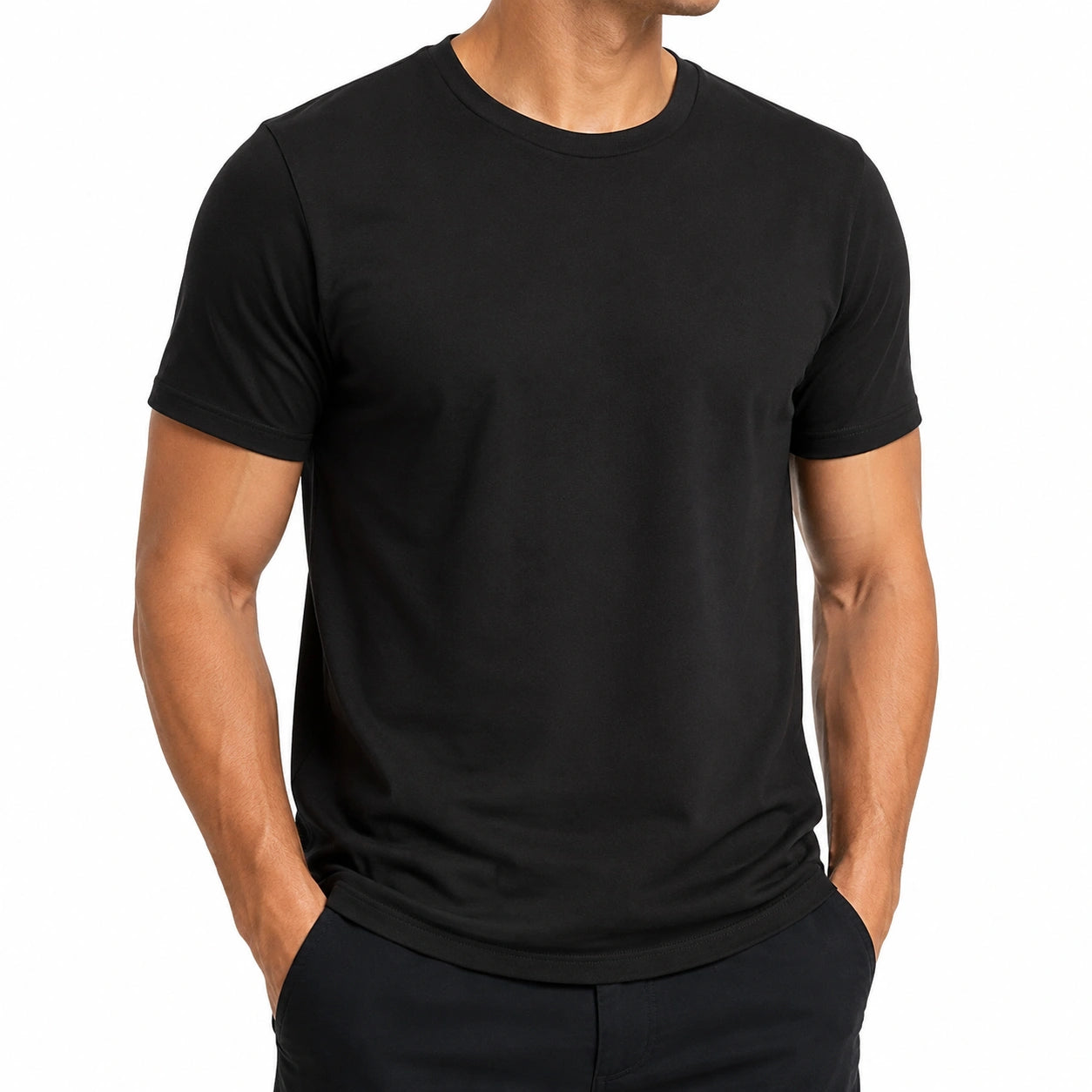 T-shirt uomo taglia L in tessuto nero a manica corta - stile essenziale