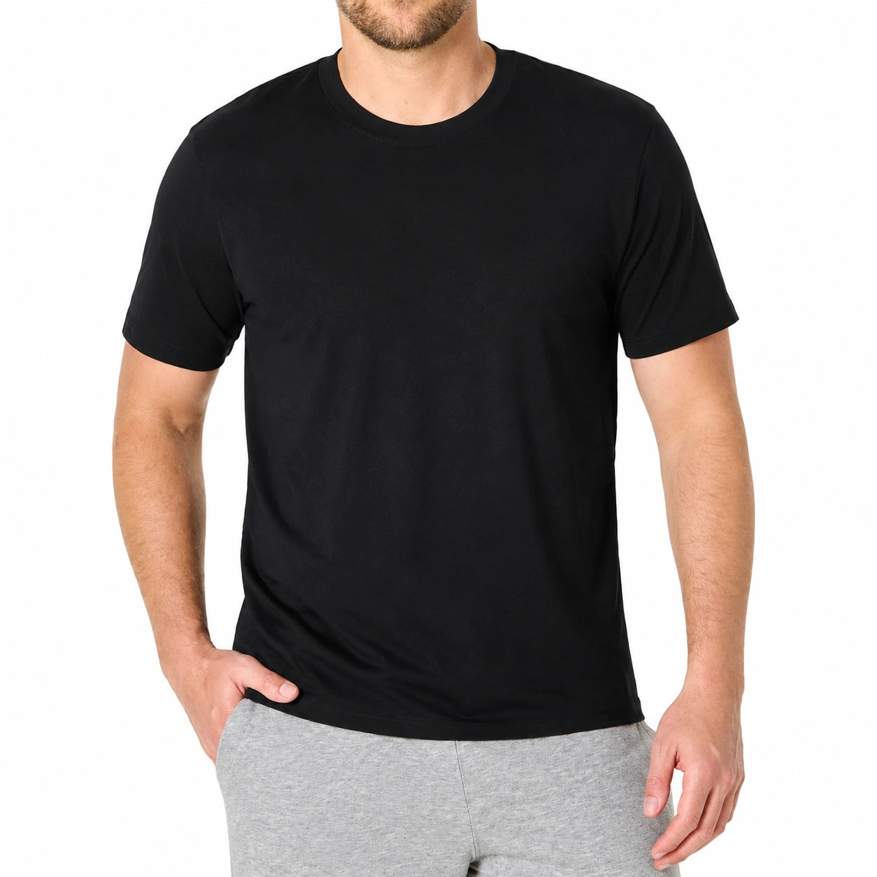 T-shirt uomo taglia L in tessuto nero a maniche corte per uso quotidiano